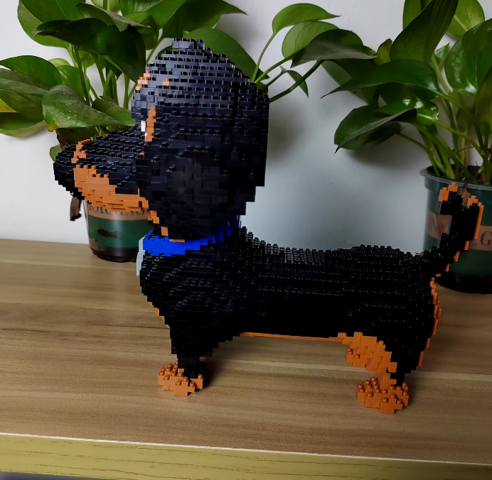 Taksų Šuns Modelis – Mikro Mini Statybinių Blokelių Rinkinys