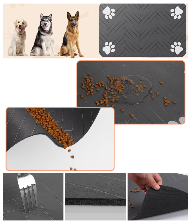 Vandeniui atsparus augintinių maitinimo kilimėlis