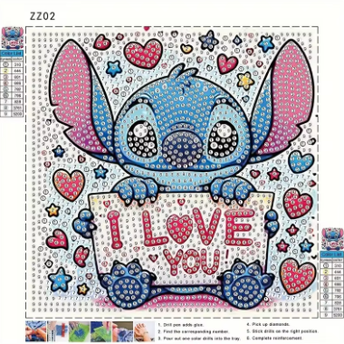 Vaikų Deimantinės Tapybos Rinkinys: Stitch