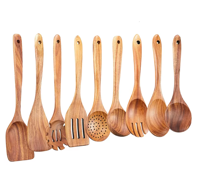 Medinių virtuvės įrankių rinkinys