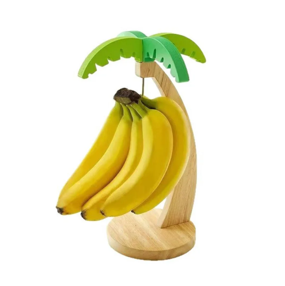 Medinis bananų laikiklis su kabliuku