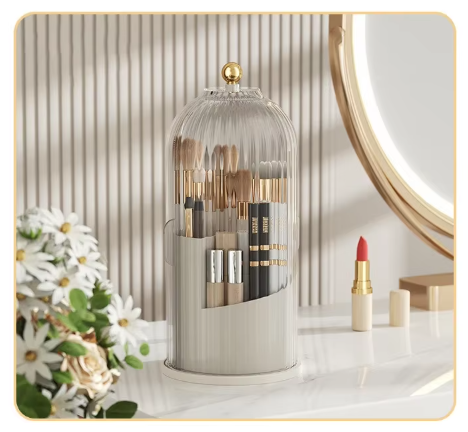 360° Sukamas Makiažo Šepetėlių Laikiklis su Dangteliu