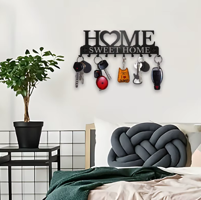 Metalinis raktų laikiklis „Sweet Home“