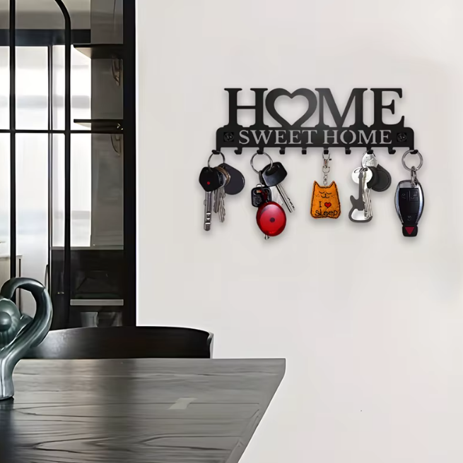 Metalinis raktų laikiklis „Sweet Home“