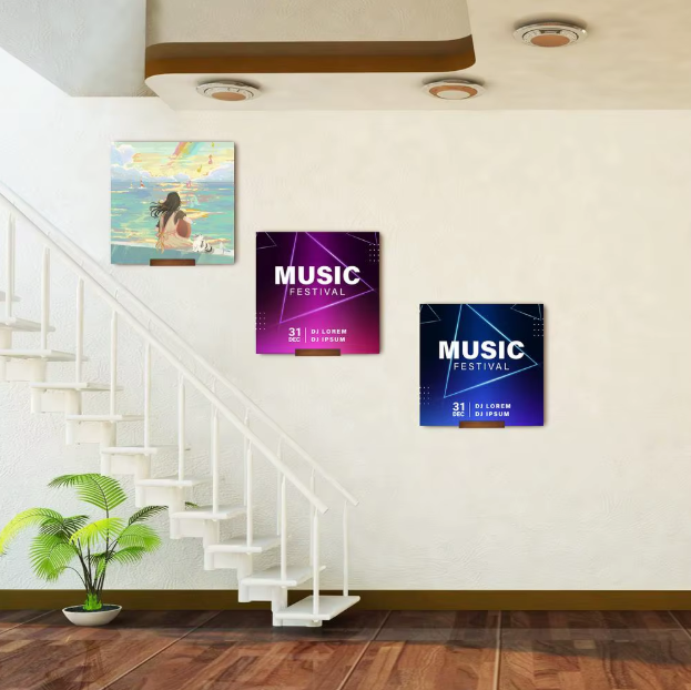 Medinis vinilo plokštelių laikiklis ant sienos