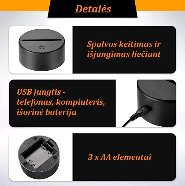 LED Lempa Stičas 3D Optinė Iliuzija: 7 Spalvų Naktinė Lempa Vaikų Miegamajam