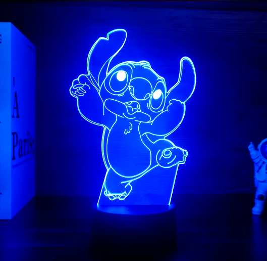 LED Lempa Stičas 3D Optinė Iliuzija: 7 Spalvų Naktinė Lempa Vaikų Miegamajam