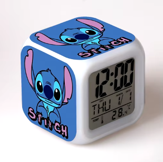 Stitch Spalvingas LED Žadintuvas – Disney Anime Naktinė Šviesa Vaikų Miegamajam
