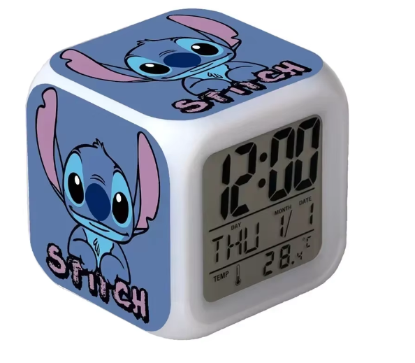 Stitch Spalvingas LED Žadintuvas – Disney Anime Naktinė Šviesa Vaikų Miegamajam