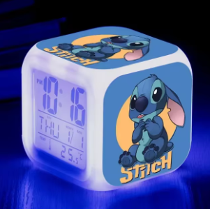 Stitch Spalvingas LED Žadintuvas – Disney Anime Naktinė Šviesa Vaikų Miegamajam