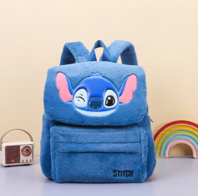 „Stitch“ Pliušinė Kuprinė: Didelės Talpos Miela Kuprinė Vaikams