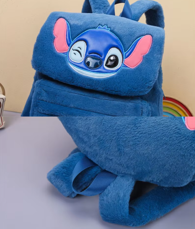 „Stitch“ Pliušinė Kuprinė: Didelės Talpos Miela Kuprinė Vaikams