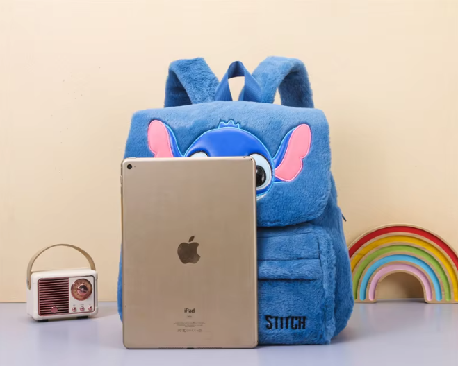 „Stitch“ Pliušinė Kuprinė: Didelės Talpos Miela Kuprinė Vaikams