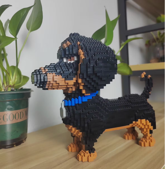 Taksų Šuns Modelis – Mikro Mini Statybinių Blokelių Rinkinys