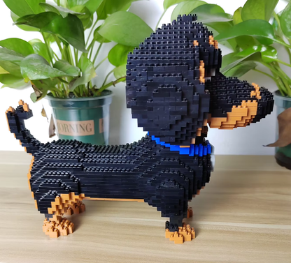Taksų Šuns Modelis – Mikro Mini Statybinių Blokelių Rinkinys