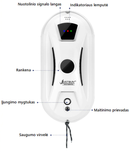 Elektrinis langų valymo robotas su nuotoliniu valdymu