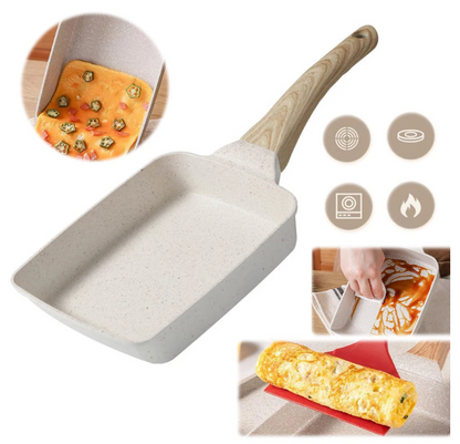 Stačiakampė granito dangos omleto keptuvė