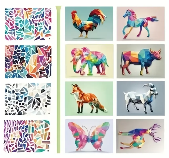 16 dalių 3D Geometrinių Lipdukų Dėlionės Rinkinys