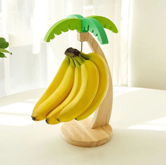 Medinis bananų laikiklis su kabliuku