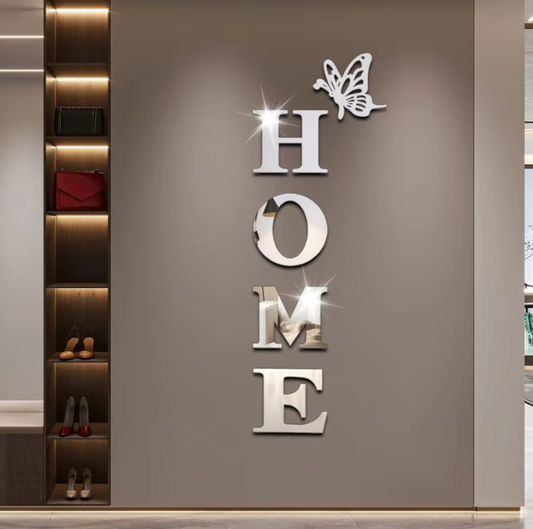 HOME veidrodinis sieninis lipdukas