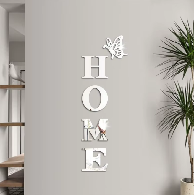 HOME veidrodinis sieninis lipdukas