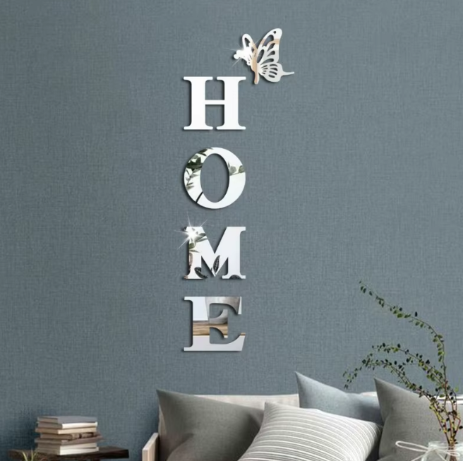 HOME veidrodinis sieninis lipdukas