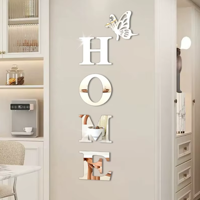 HOME veidrodinis sieninis lipdukas