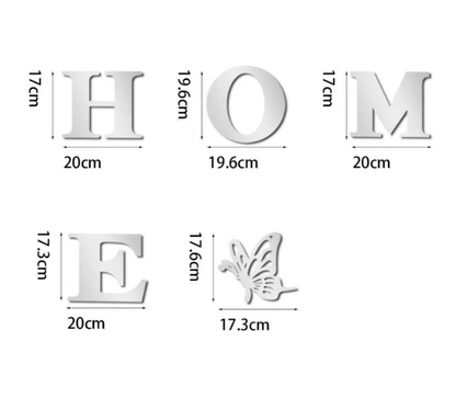 HOME veidrodinis sieninis lipdukas