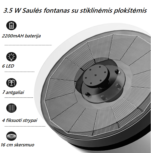 Sodo fontanas su saulės baterija