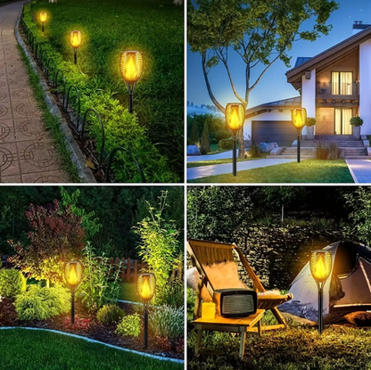 12 LED Saulės lempa su liepsnos efektu