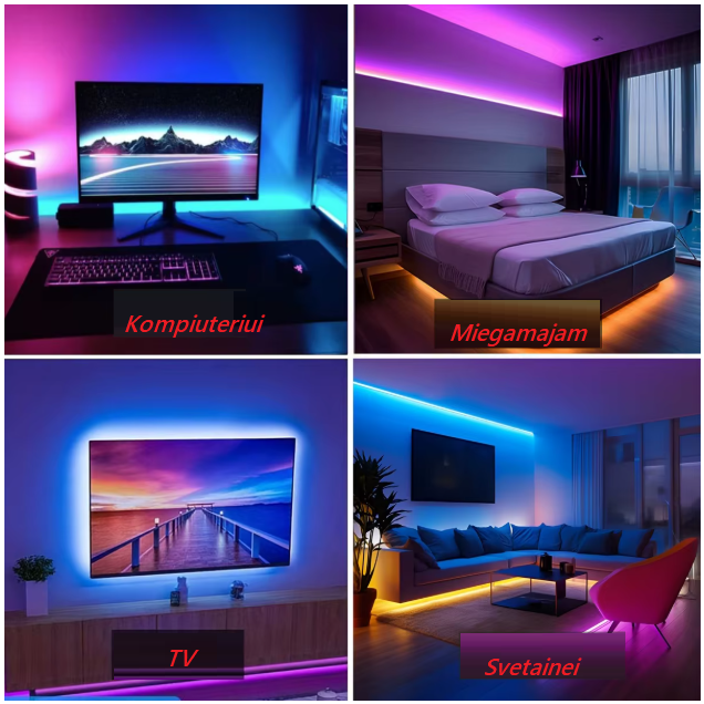 RGB LED švieselių juosta 15 m