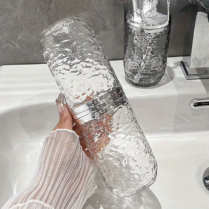 Burnos skalavimo puodelis ir dantų šepetėlių dėžutė