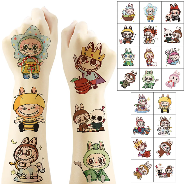 20 vnt. laikinių tatuiruočių rinkinys „Labubu“