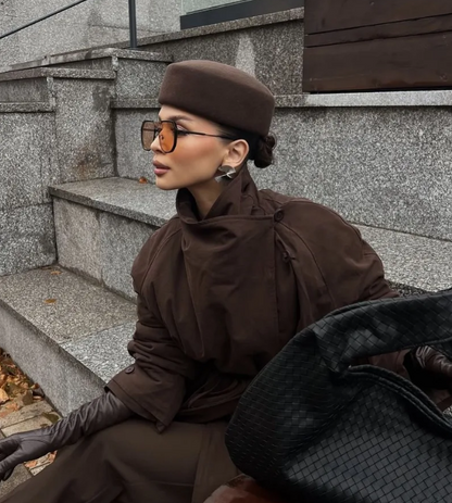 PRABANGI MOTERIŠKA VILNONĖ FEDORA / PILLBOX STILIAUS SKRYBĖLĖ