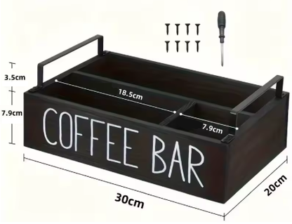 Medinė kavos stotelės dėžutė