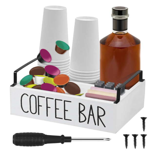 Medinė kavos stotelės dėžutė