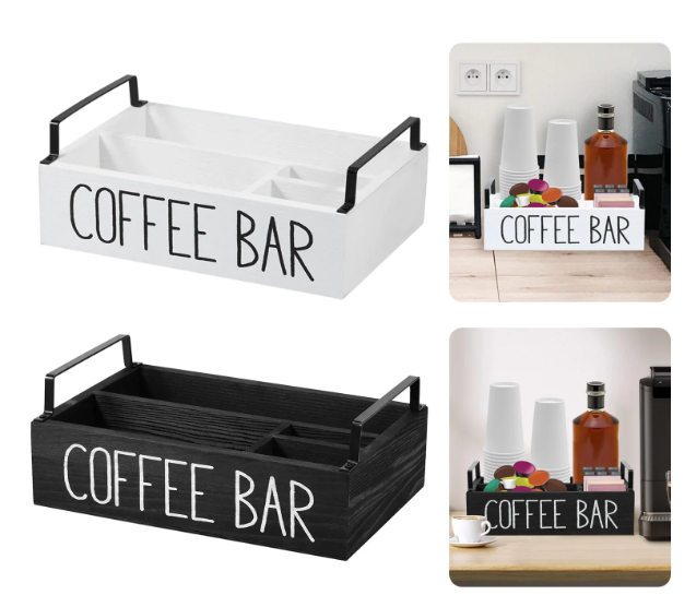 Medinė kavos stotelės dėžutė