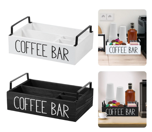 Medinė kavos stotelės dėžutė