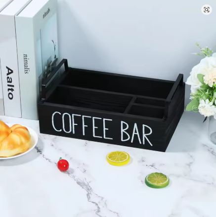 Medinė kavos stotelės dėžutė