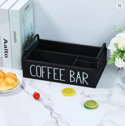 Medinė kavos stotelės dėžutė