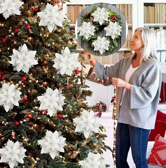 Segtukas „Žvilgančios Baltos Puansetijos“ 20 vnt.