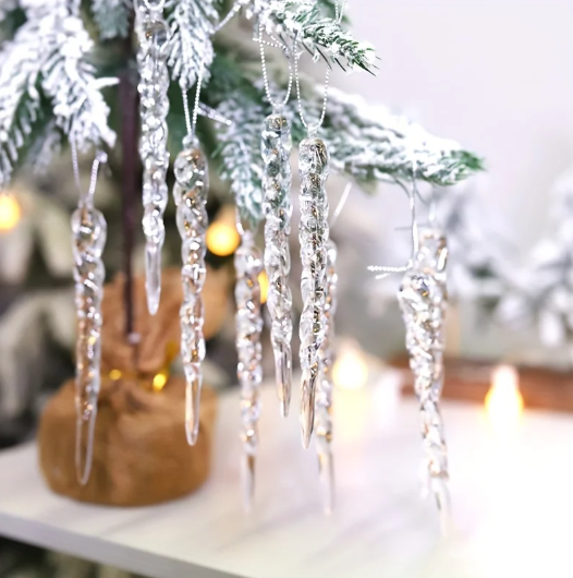 24 vnt. 13 cm Kalėdiniai Dirbtiniai Ledo Varvekliai