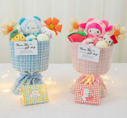 Hello Kitty - Minkšta Pliušinių Gėlių Puokštė