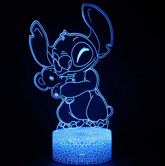LED Lempa Stičas 3D Optinė Iliuzija: 7 Spalvų Naktinė Lempa Vaikų Miegamajam