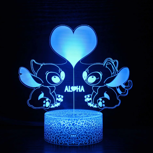 LED Lempa Stičas Aloha 3D Optinė Iliuzija: 7 Spalvų Naktinė Lempa Vaikų Miegamajam