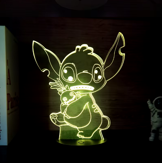 LED Lempa Stičas 3D Optinė Iliuzija: 7 Spalvų Naktinė Lempa Vaikų Miegamajam